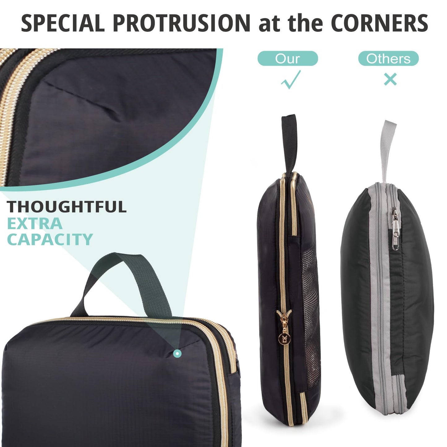 Expandable Compression Packing Cubes for Suitcases,6 Set Lightweight Compressible Travel Packing Organizer for Carry on Suitcase,Organizer Bags Set as Travel Essentials for Women Black