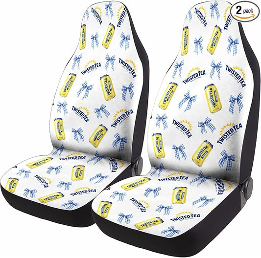 GENANY Summer Twisted Car Seat Covers Set of 2, Breathable Front Seat Covers for Truck Sedan SUV, Funny Car Accessories, Drinking Gift for Women Men