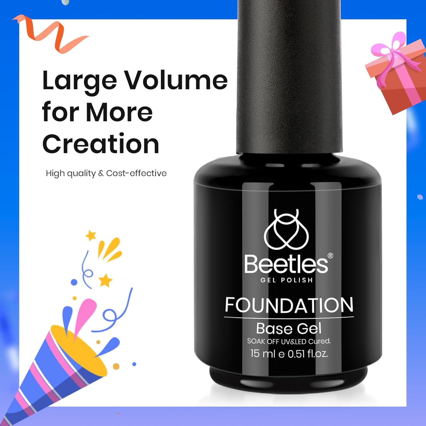 15ml No Wipe Gel Top Coat & Base Coat Set | Long-Lasting Shine for Women