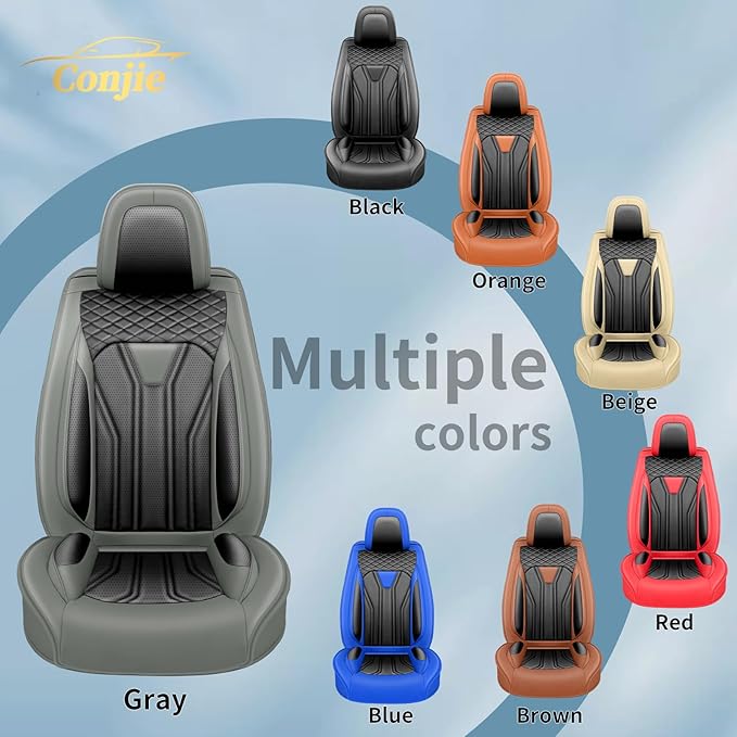 Fit Prius Car Seat Covers for Toyota Prius 2001-2025 2026 -Full Set Premium Leather, Waterproof, Breathable，All-Weather Seat Cushion Protecto & Airbag Compatible, 5-Seats Gray & Black