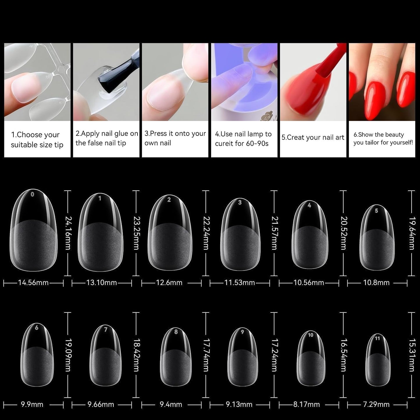 UNA GELLA Square Toe Nail Tips | 504 Pcs Soft Gel Full Cover | DIY Pedicure