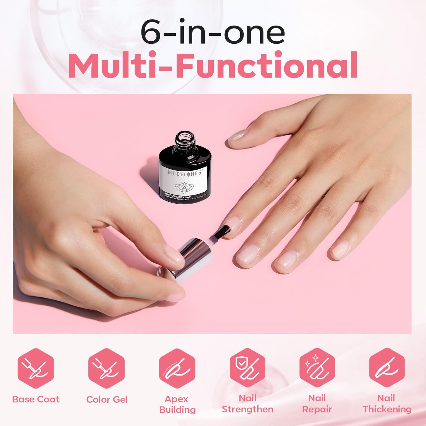 Modelones 15ml Gel Top Coat | Super Shiny No Wipe Base & Top Coat Set