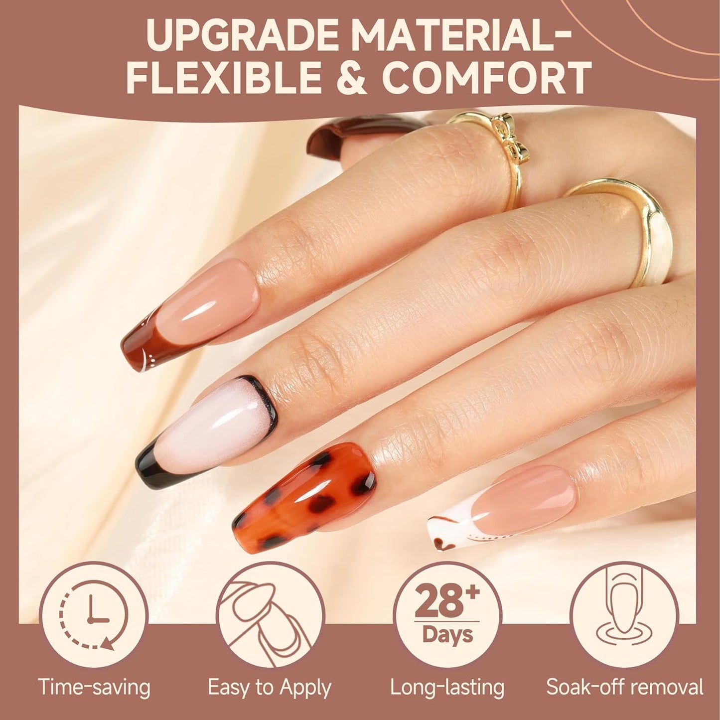 UNA GELLA Square Toe Nail Tips | 504 Pcs Soft Gel Full Cover | DIY Pedicure