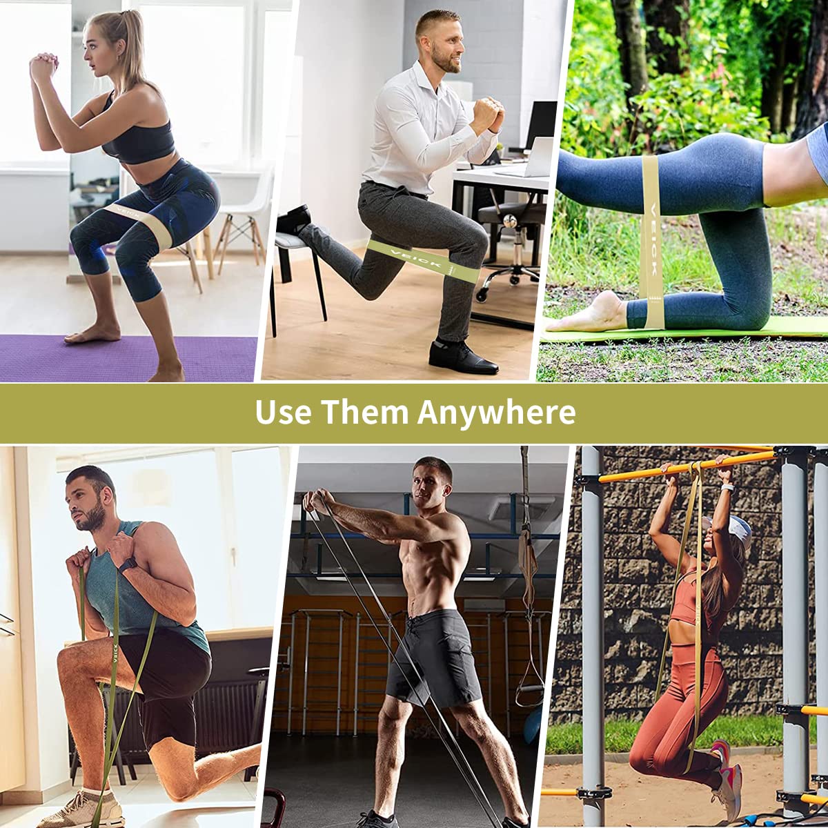 VEICK Resistance Bands for Working Out, Exercise Bands, Workout Bands, Pull Up Assistance Bands, Long Heavy Stretch Bands Set for Men and Women, Power Weight Gym at Home Fitness Equipment