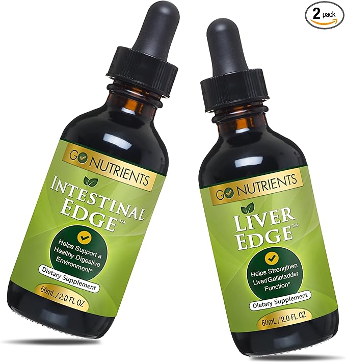 Go Nutrients Intestinal Edge Cleanse 60mL (2 oz) & Liver Cleanse Edge 60ml (2 oz) Non-GMO Soy-Free