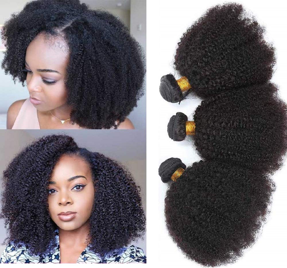 Mongolian Afro Kinky Curly Bundles Human Hair 4B 4C Afro Kinky Bulk Human Hair Bundles (14 14 14 Inch) Unprocessed Virgin Hair E