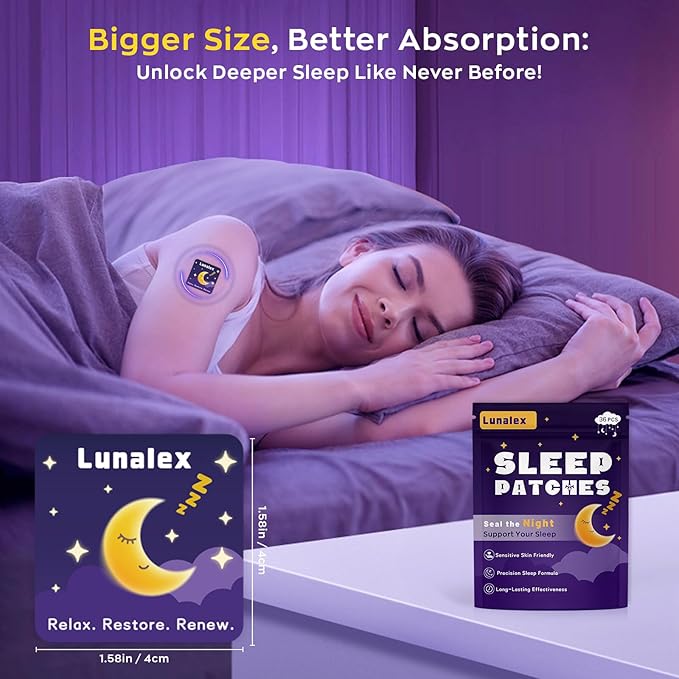 66ct Sleep Patches for Adults Extra Strength – All Natural Nighttime Comfort with Melatonin & Magnesium, Quick-Acting & Long-Lasting