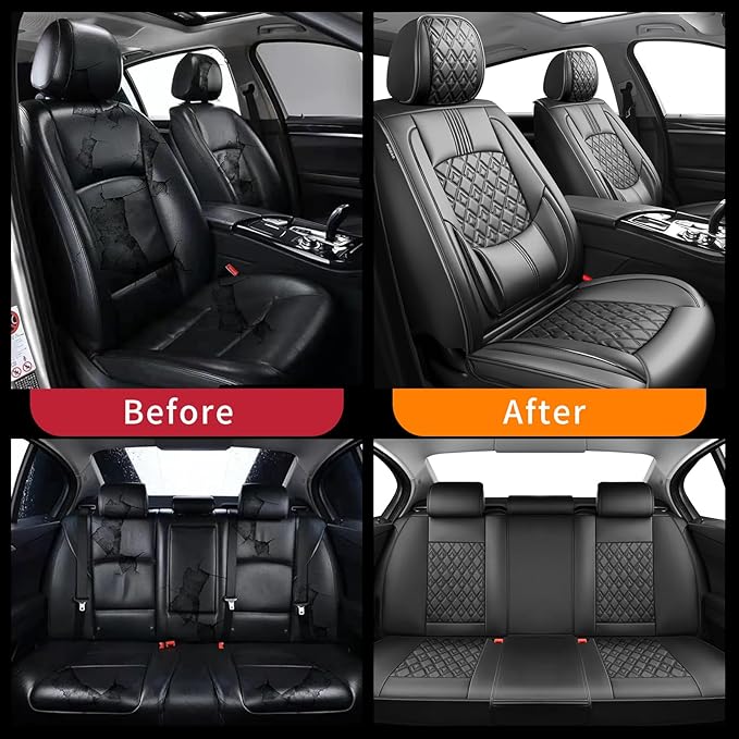 Fit Impreza Car Seat Covers for Subaru Impreza 2004-2024 2025 2026 - Upgraded Premium Waterproof & Breathable Leather, Airbag Compatible, All-Weather Seat Cushion Protector (Full Set, Black)