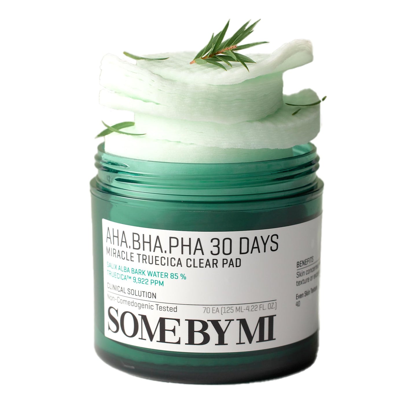 Some By Mi Aha Bha Pha 30 Days Miracle Truecica Clear Pad - 70 Pads, 4.22Oz - Mild Exfoliating Face Toner Pads Korean For Sensit
