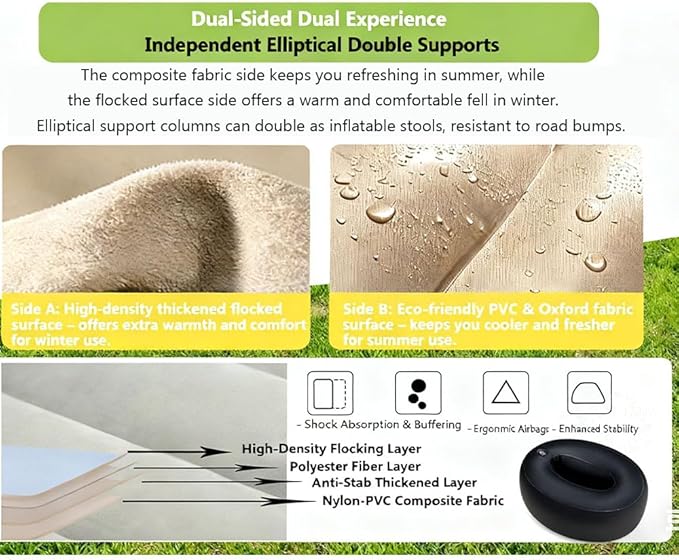 Car Inflatable Air Mattress for Nissan Armada (new Generation) 2025 Inflatable Back Seat Car Bed Double-Sided Portable Camping Travel Sleeping Bed,Dark Green-Mountain Design