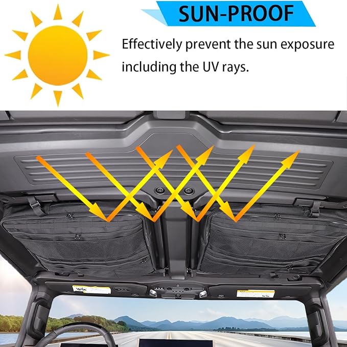 Roof Organizer Bag Storage for Hummer EV Accessories Sunroof Rooftop Panel Waterproof Foldable Heavy Duty Hardtop Cargo Carrier Bag Overhead for Hummer EV SUV Pickup 2022-2025 2026 (Rear Roof-Right)