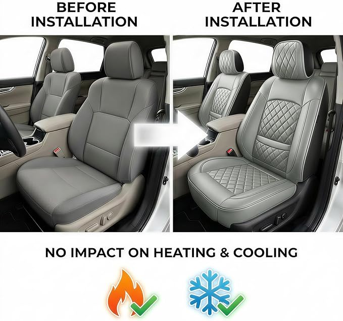 Fit for Santa Cruz Seat Covers Compatible with Hyundai Santa Cruz 2022-2026 - Waterproof Breathable Leather Automotive Seat Cushions Protector,Airbag Compatible,Only 2 Front seat Covers(Gray)
