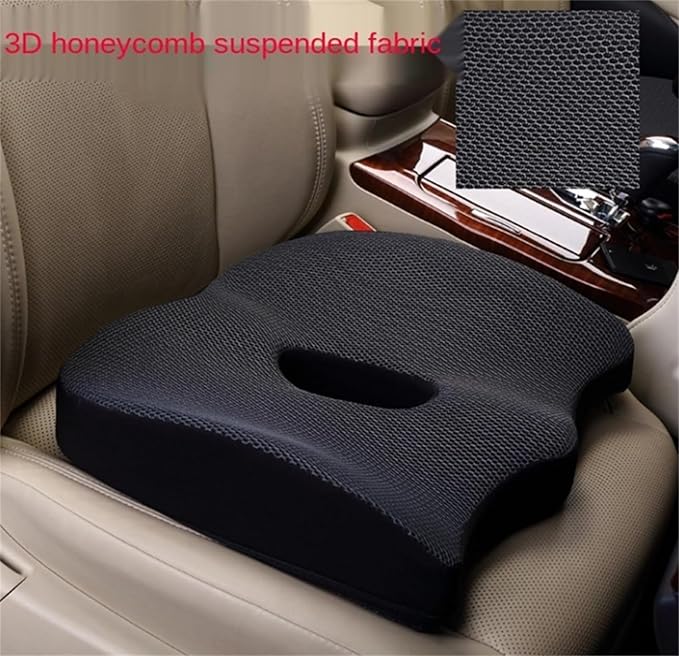 Heightening Wedge Car Seat Cushion Pad for Driving with Comfort Memory Foam, Curved Design Closely Adheres to The Lumbar Spine and Buttocks, Relieving Fatigue Broader Vision (Cushion Set,Blue)