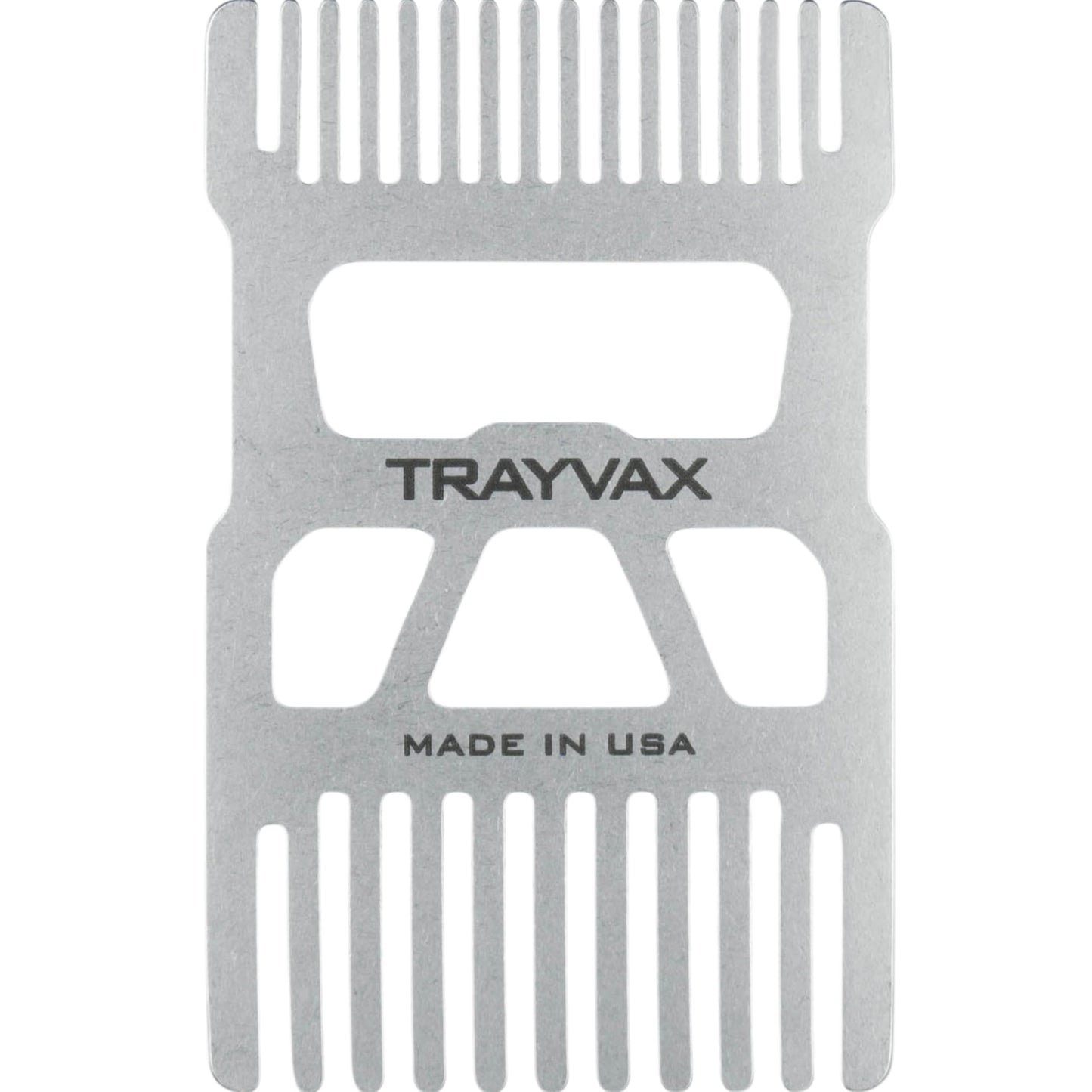 Trayvax Shift Wallet Comb, Wide Tooth Comb For Beard And Hair With Bottle Opener, Rfid Protection, Stainless Steel, Silver