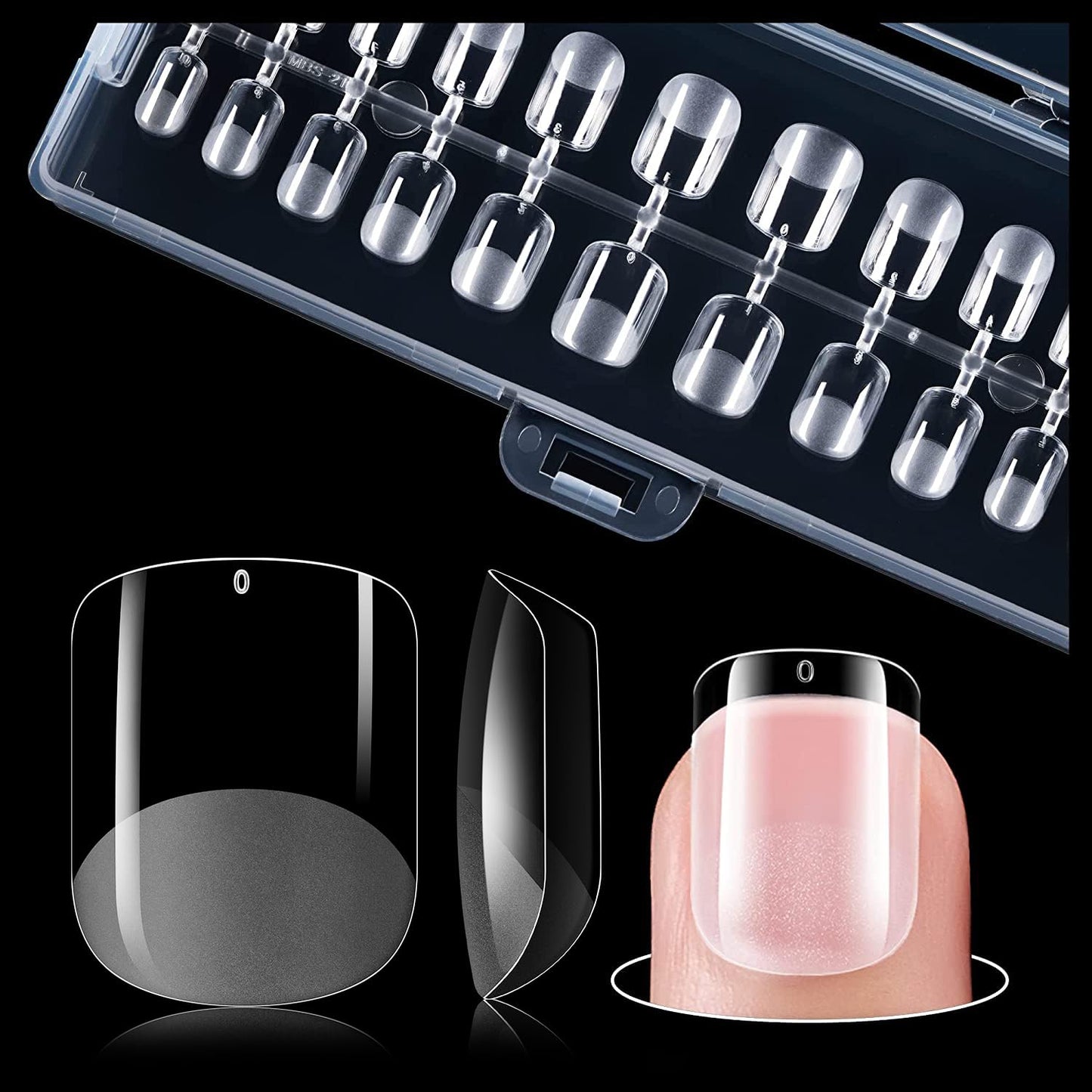 Gelike Ec Extra Short Soft Gel Nail Tips Kit For Soak Off Nail Extensions,Full Cover, Square Shaped,Pre-Buff Pmma Resin,Clear Ul