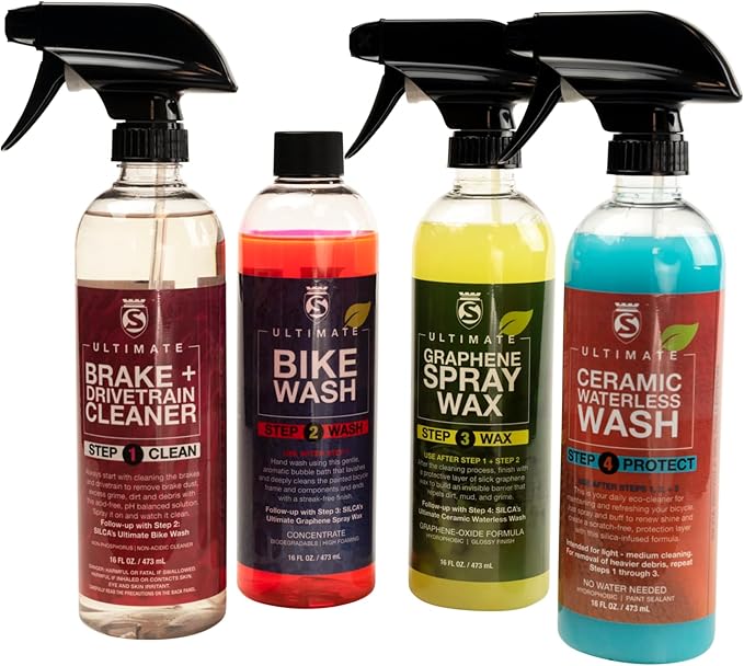 SILCA Ultimate Brake and Drivetrain Cleaner for Bicycles, best for disc brakes chains and cassette, 16 ounce spray bottle, purple foam encapsulates grit and grime