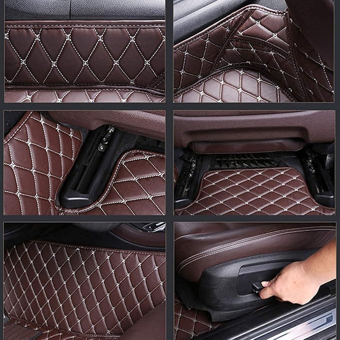 Custom Making Car Floor Mats Compatible for 2000-2025 All Mode Sedan SUV Sports Car Full Coverage Cute Pads Protection Non-Slip Leather Floor Liners (Black Blue Line)