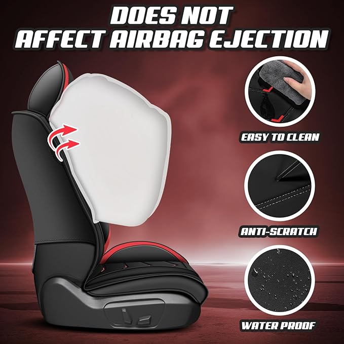 Car Seat Covers for VW Eos 2007-2016, Premium Nappa Leather Car Seat Cover, Stylish Sport Seat Covers， Automobile Seat Cover Sets.(Standard 2 Seats/Black Red)