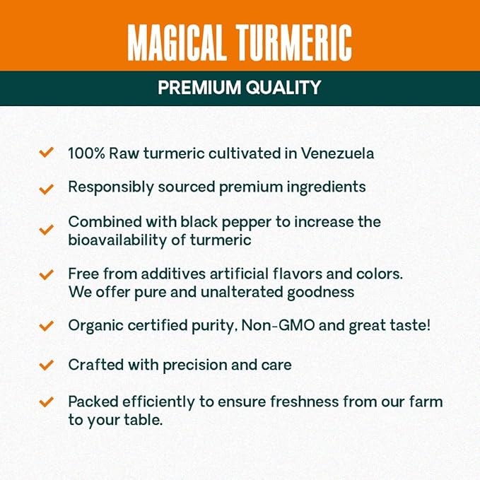 Magical Turmeric Tea/Turmeric Powder with Black Pepper and Ginger, 3.5 oz - Jessica Wellness (Unsweetened)