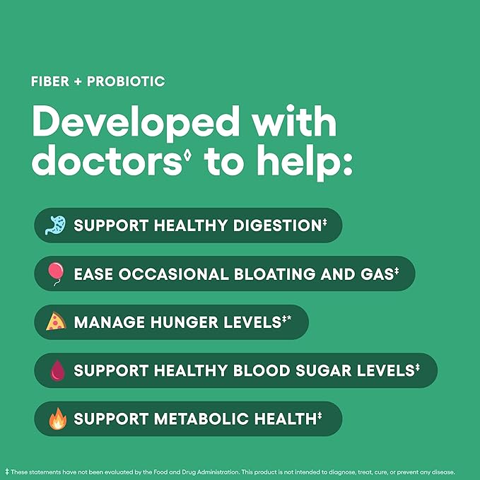 Physician's CHOICE Fiber & Probiotic Powder - Supports Regularity, Bloating, Gas, & Digestive Health - Organic Prebiotics - Sugar Free Fiber Supplement for Women & Men - Unflavored - 8.7oz