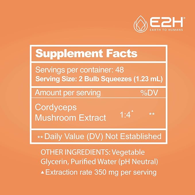 E2H Cordyceps Mushroom Extract - All-Natural Immune System, Energy & Stamina Support from Advanced Mushroom Supplement - Cordyceps Mushrooms Supplement - Non-GMO, Vegan (3 Bottles)