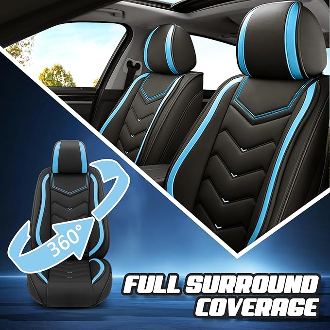 Car Seat Covers for Mercedes-Benz S-Class 2005-2026, Premium Nappa Leather Car Seat Cover, Stylish Sport Seat Covers， Automobile Seat Cover Sets.(Standard 5 Seats/Black Blue)
