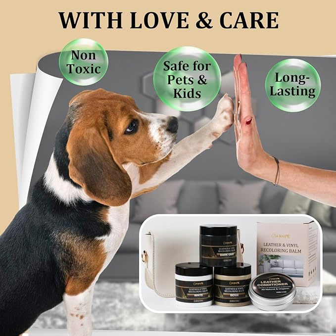 8.8oz Leather Recoloring Balm with 100ml Mink Oil,Dark Gray Leather Repair Kit for Furniture,Leather Repair Cream,Leather Scratch Repair for Car Interior,Leather Conditioner for Couch