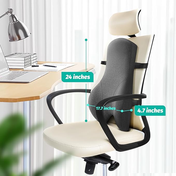 High Back Support for Office Chair Fully Support Entire Back for Comfort,Pain Relief and Posture Improved- Memory Foam Lumbar Support Pillow for Office Chair,Recliner
