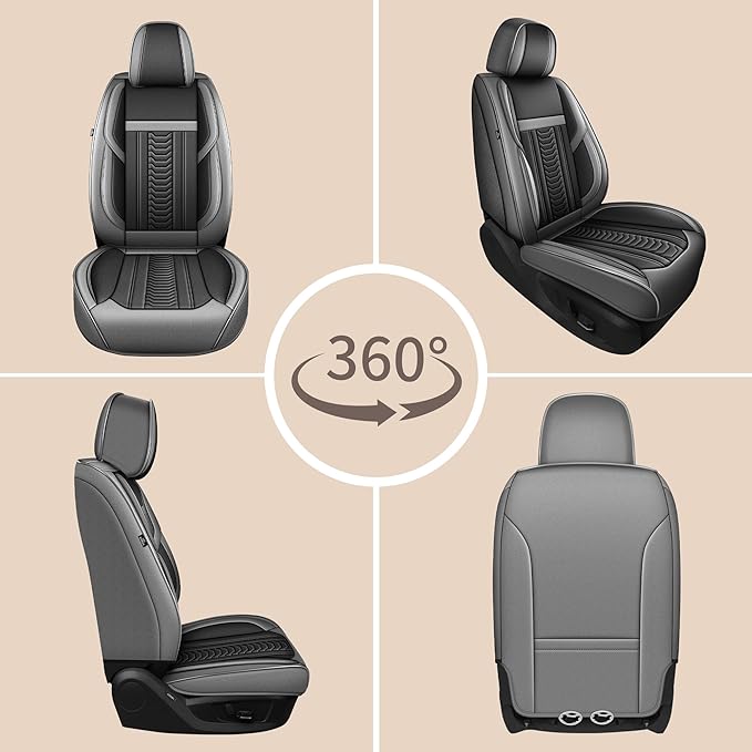 TTX LIGHTING for Buick Encore GX 2020-2025 Seat Covers: Waterproof Leather Seat Protector with Airbag Compatible (2 Front Seats,Black&Gray)
