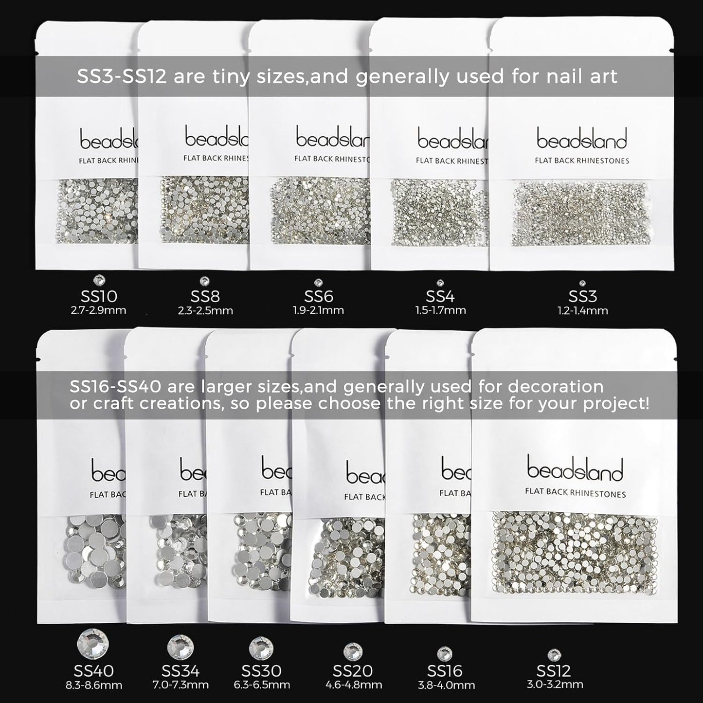 beadsland Flat Back Crystal Rhinestones Round Gems, Lemon Yellow (1.9-2.0mm) SS6/1440pcs
