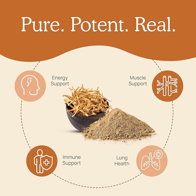 Real Mushrooms Cordyceps Capsules - Performance Mushroom Extract Supplement with Organic Militaris for Energy Immune Support Vegan Supplement, Non-GMO, 300 Caps