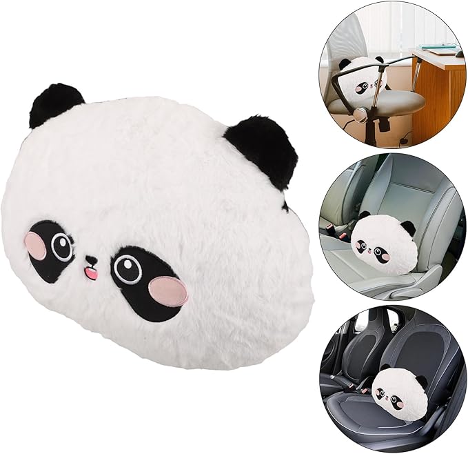 balacoo Cartoon Panda Lumbar Support Pillow Plush Seat Cushion for Car and Office Chair Lower Back Comfort Travel Neck Pillow