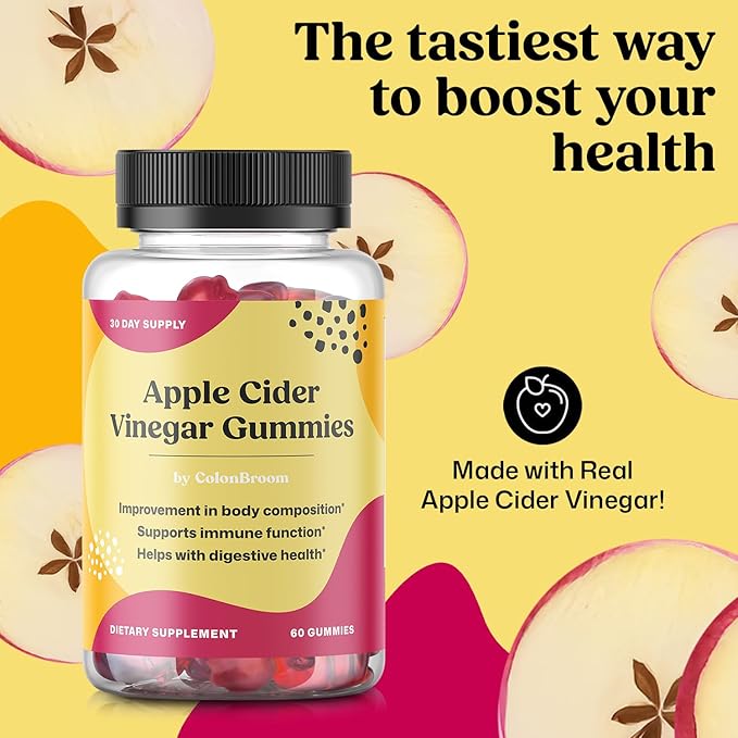 ColonBroom Psyllium Husk Powder (Strawberry, 50 Servings) + Apple Cider Vinegar Gummies for Women – Supports Body Composition, Boost Metabolism & Improves Digestive Wellness (60 Count)