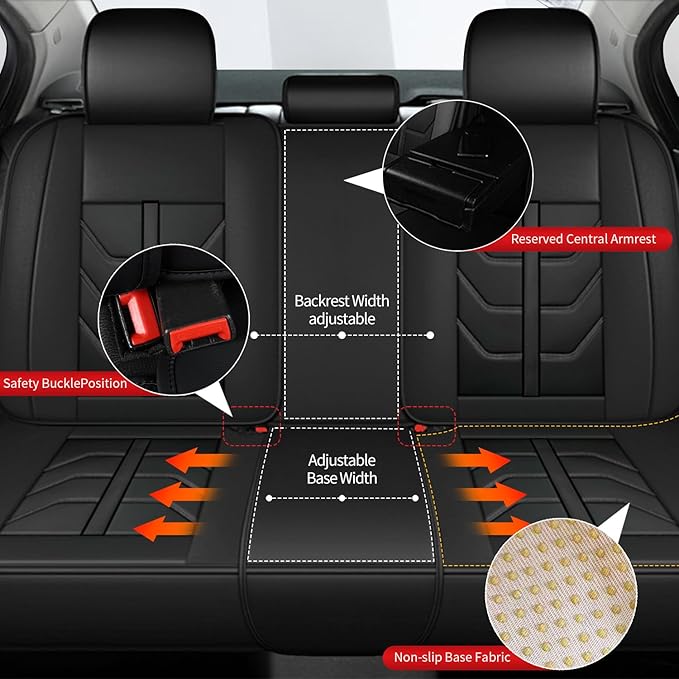 TTX LIGHTING Car Seat Covers fit for Nissan Maxima 2011-2023 Full Set: Premium Leather Automotive Seat Cover with Airbag Compatible Waterproof (5 Seats, Black)