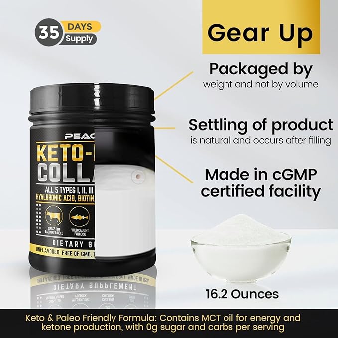 Keto Multi Collagen Peptides 16.2 oz - Bone Broth Protein Powder, 5 Types Hydrolyzed Collagen, MCT Oil, Biotin & Electrolytes for Joint, Skin, Hair & Gut Health, Unflavored Protein Powder
