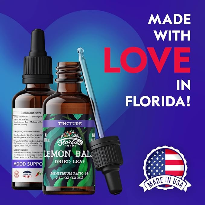 Lemon Balm Tincture - Organic Lemons Drops - Dried Lemon Balm Made in USA - Non-GMO - Lemon Balm Extract 2 Fl. Oz
