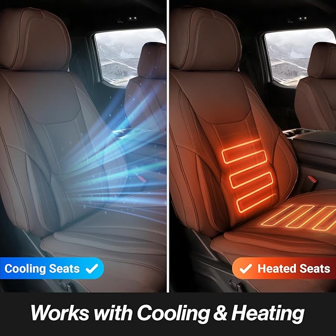 Coverland Custom Fit Car Seat Covers for SUV Compatible with [GV60, FX50, XC60, XC60 Recharge] Premium Water Resistant Leather Non-Slip Interior Protector [Full Set Dark Brown - Size Chart X54]