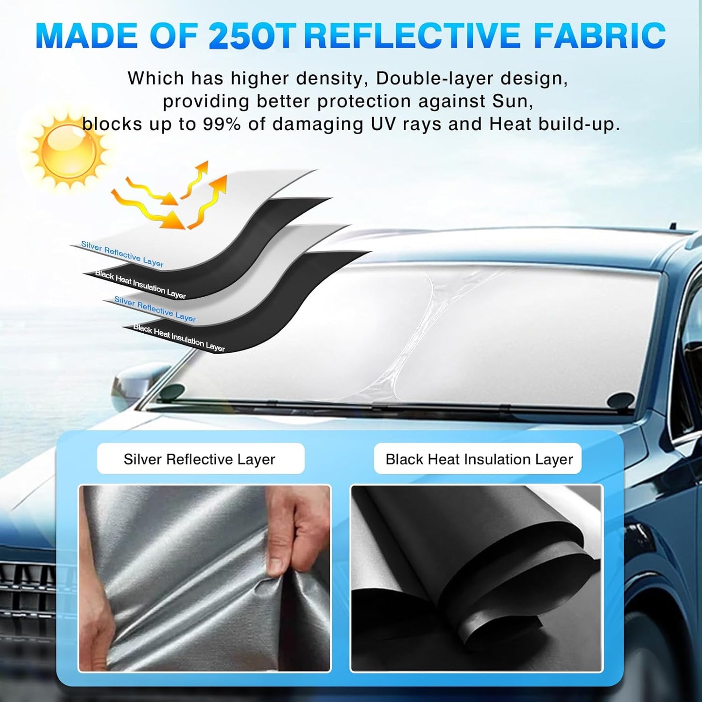 KUST Windshield Sun Shade for Infiniti Q60 Coupe 2017-2022 Window Sunshade Sun Visor Protector Foldable Blocks UV Rays Keep Your Car Cooler