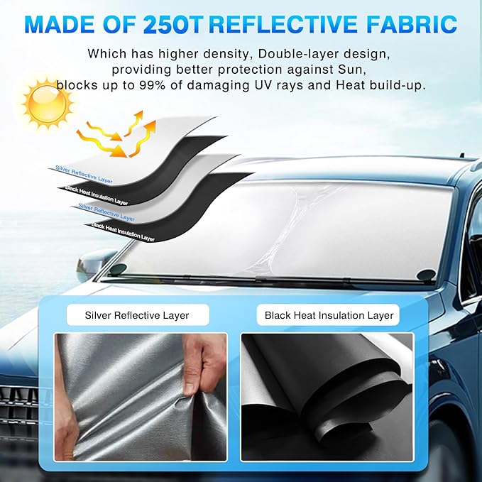 KUST Windshield Sun Shade for Mazda CX-9 2016-2024 2025 2026 CX9 Accessories Sunshade Window Sun Visor Protector Foldable Blocks UV Rays Keep Car Cool