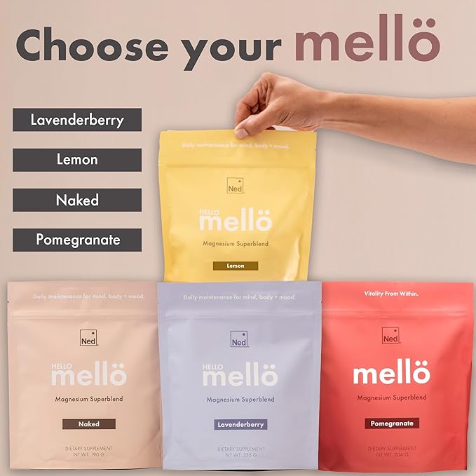 Mellö Magnesium Supplement Superblend Powder - Magnesium Glycinate with L-Theanine, GABA, and 70 Trace Minerals - Supports Sleep, Relaxation, Balanced Energy - Lavenderberry Flavor, 30 Servings