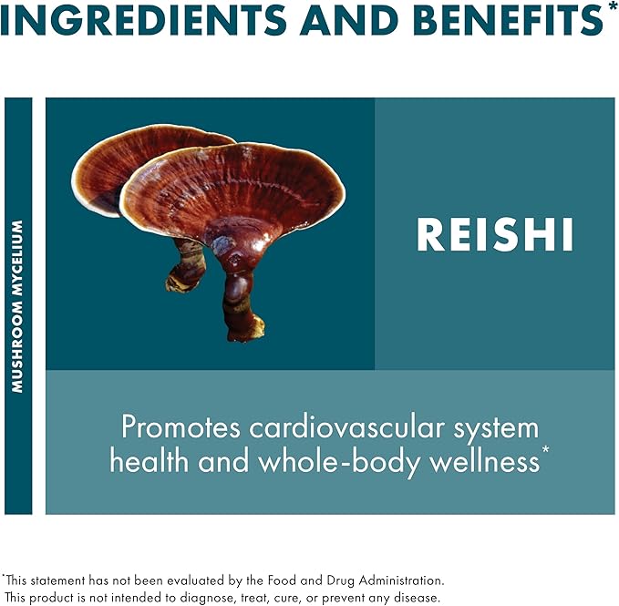 Host Defense Reishi Capsules - Heart & Immune Health Support Supplement - Mushroom Supplement to Support Energy & Vitality - Reishi Supplement to Aid Overall Well-Being - 30 Capsules (15 Servings)*