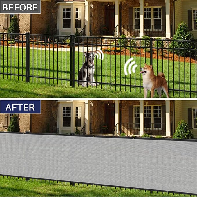 Windscreen4less Privacy Fence Screen Heavy Duty Windscreen Fencing Mesh Fabric Shade Net Cover with Brass Grommtes for Outdoor Wall Garden Yard Pool Deck, 8'x258' Light Gray