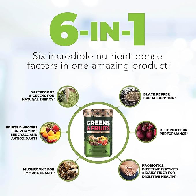 Nutrology Greens & Fruits Powder-Naturally Sourced Superfood, Vanilla Cinnamon (30 Servings) BCAA Natural, Plant Based BCAA Powder, Lemonade Flavor (30 Servings)