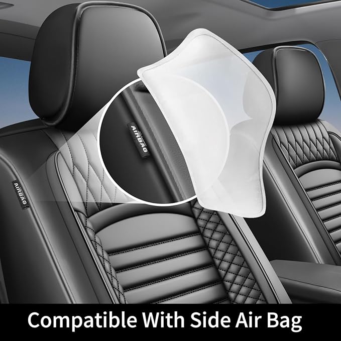 Fit Venza Car Seat Covers for Toyota Venza 2009-2024 2025 2026 - Upgraded Premium Waterproof & Breathable Leather, Airbag Compatible, All-Weather Seat Cushion Protector (Full Set, Black)