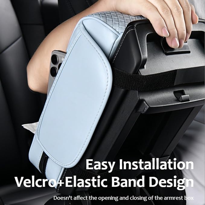 Car Armrest Cushion Cover Car Center Console Memory Foam Booster Pad with Storage Pocket and Tissue Hole for Sedan Vehicle (Red, 12.99 * 7.09 * 2.95'' / 33 * 18 * 7.5 cm)