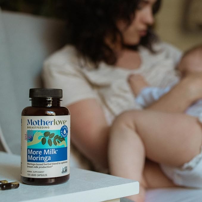 Motherlove More Milk Moringa (180 Liquid caps) Moringa-Based Lactation Supplement to Support Breast Milk Supply—Non-GMO, Organic Herbs, Vegan, Kosher