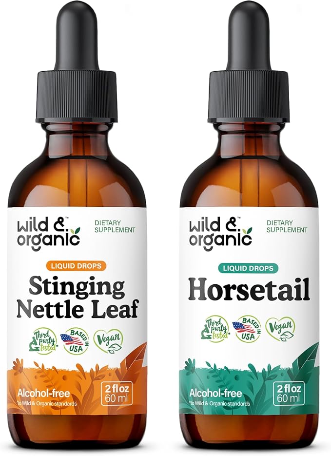 Wild & Organic Stinging Nettle Leaf Tincture 2 fl oz & Horsetail Herb Tincture 2 fl oz