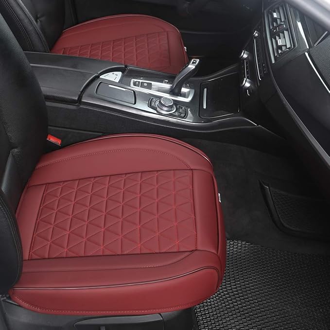 Black Panther Luxury Faux Leather Car Seat Cover for Front Bottom Seat, Anti-Slip and Wrap Around The Bottom, Fits 95% of Vehicles - 1 Piece,Burgundy
