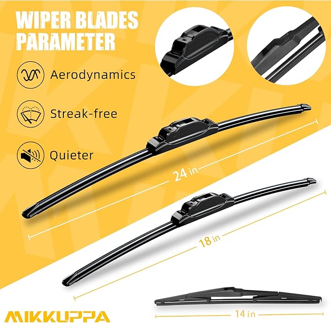 MIKKUPPA 24"+18"+14" Windshield Wiper Blades Replacement for 2013-2016 Mazda CX-5, Front & Rear Wiper Blades Set, Durable Stable Quiet All Season (Pack of 3)