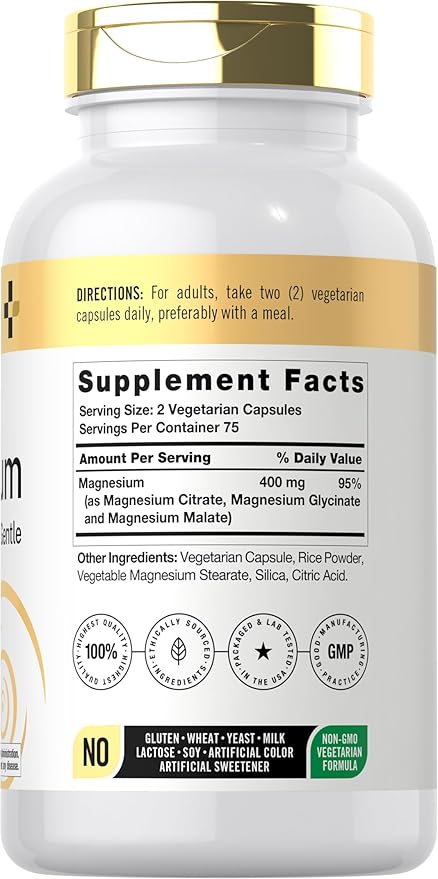 Doctor's Way Triple Magnesium Complex | 150 Capsules | Citrate, Glycinate, & Malate Supplement | Vegetarian, Non-GMO, Gluten Free Formula